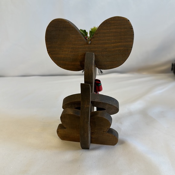 Vintage Christmas Puzzle Piece Wooden Mouse Holiday Decor - Picture 3 of 10